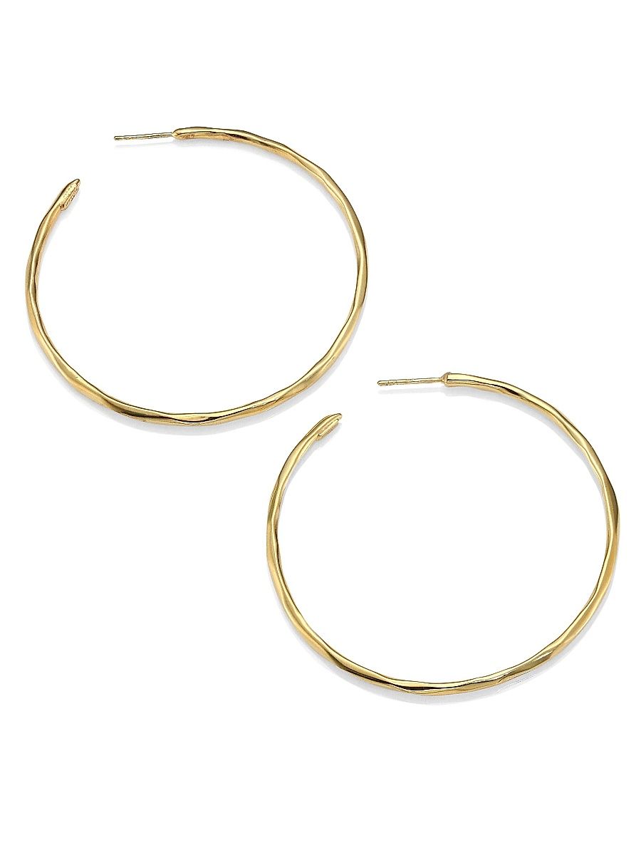 Women's Classico Medium 18K Yellow Gold Faceted Hoop Earrings - Gold