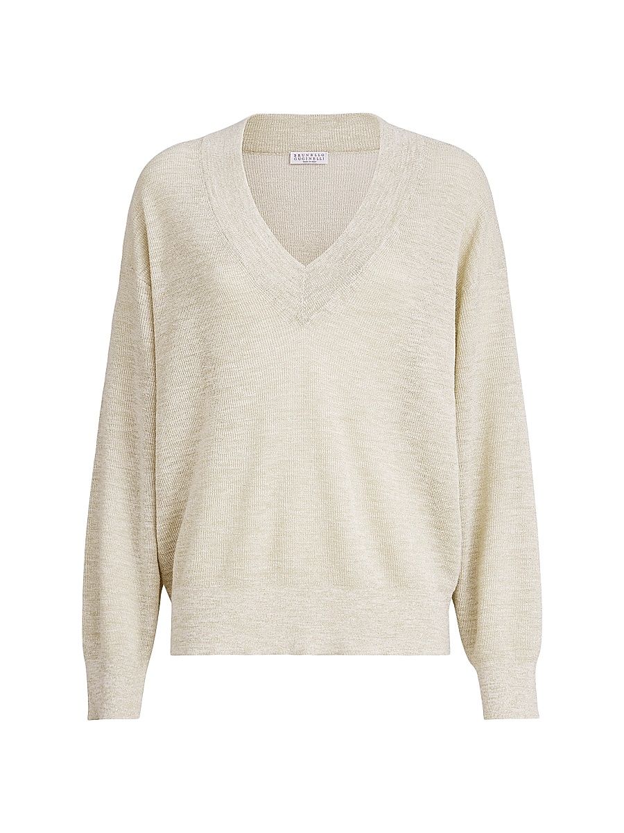 Women's Sparkling Linen Sweater - Buff - Size XXXL