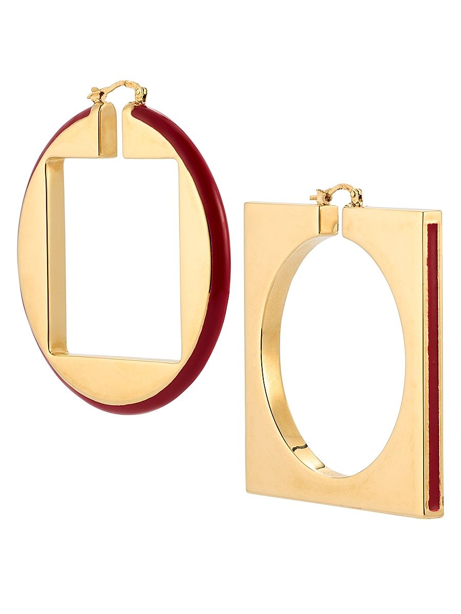 Women's Les Creoles Rond Geometric Earrings - Red