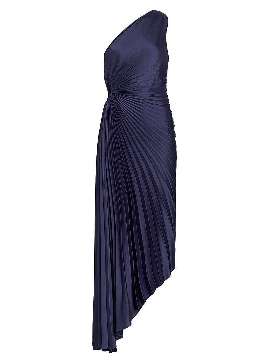 Women's Delfina Asymmetrical Pleated Dress - Riviera - Size 14