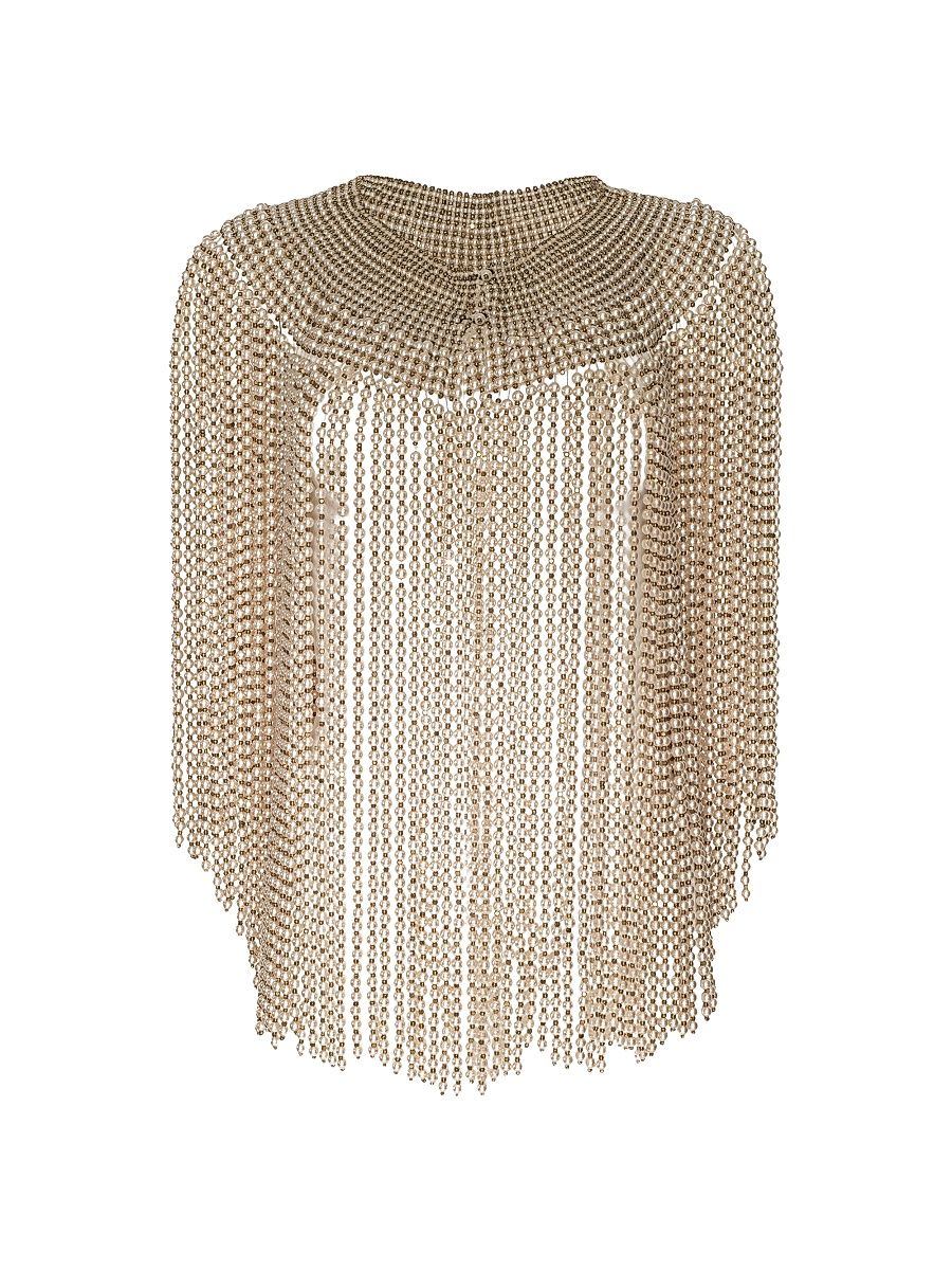 Women's Yves Imitation-Pearl Fringed Cape - Champagne Pearls