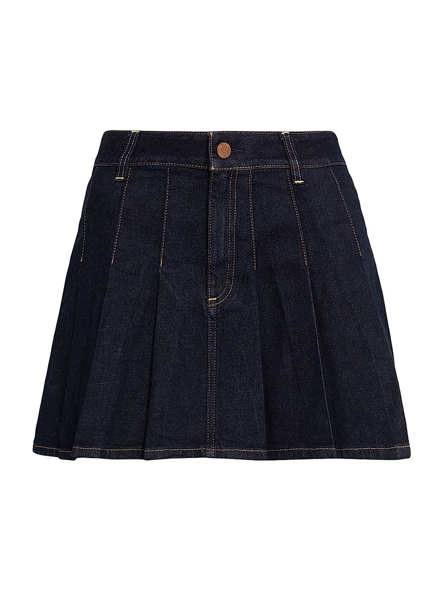 Women's Suzie Pleated Denim A-Line Miniskirt - Dark Rinse - Size 31