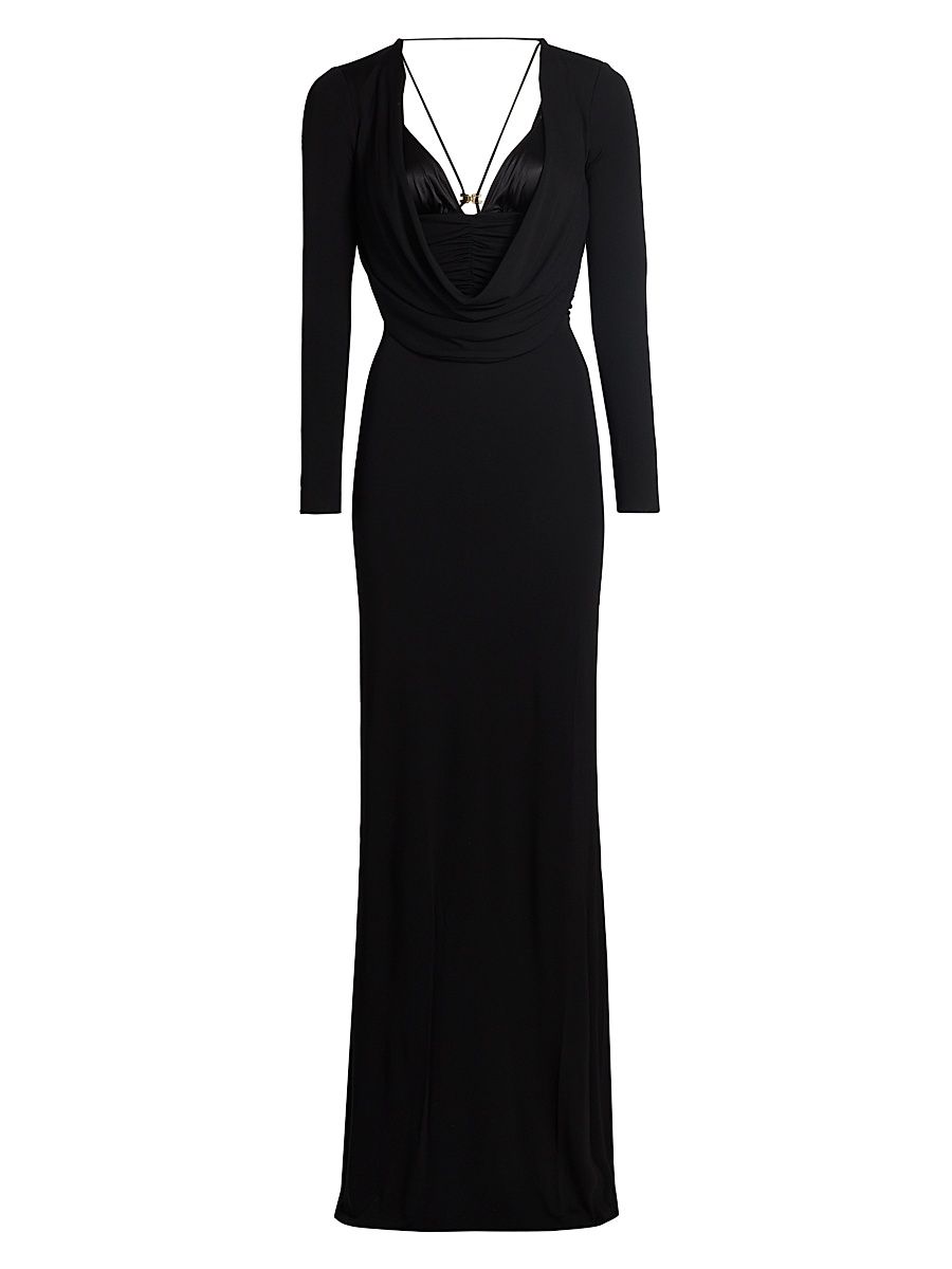 Women's Red Carpet Crêpe Jersey Column Gown - Nero - Size 10