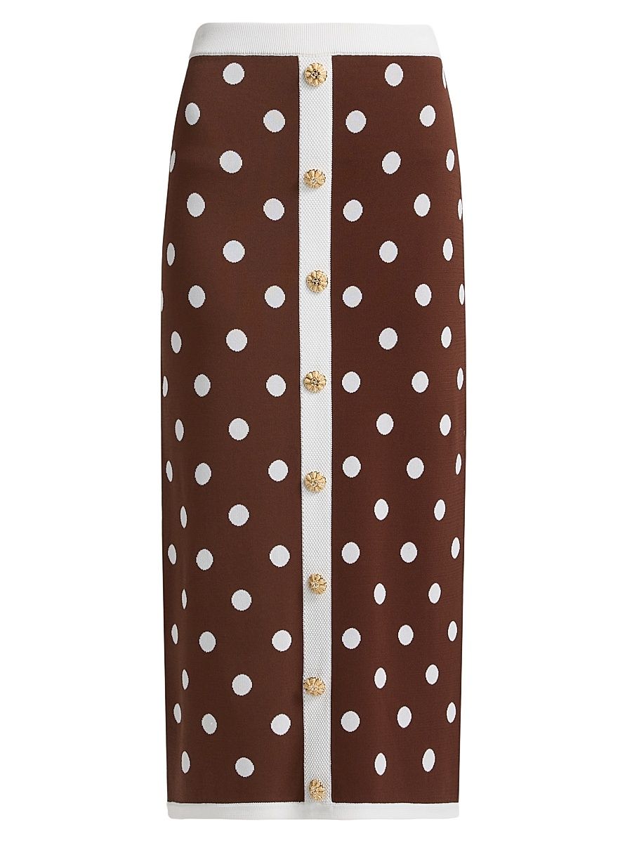 Women's Alice Polka Dot Midi-Skirt - Cocoa Dot - Size Small