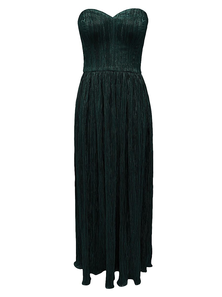 Women's Audrina Plissé Strapless Gown - Deep Emerald - Size Large