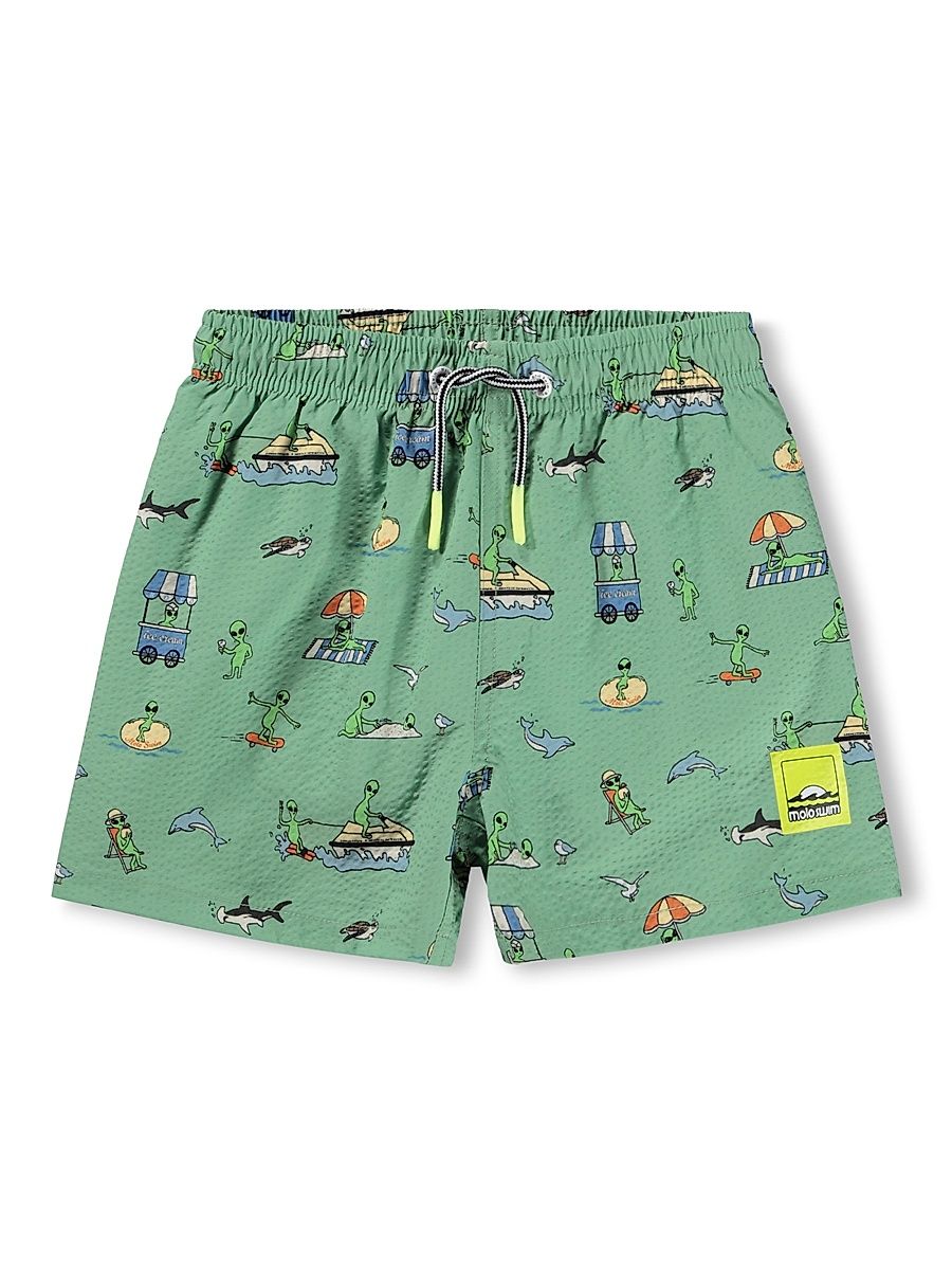 Baby's, Little Boy's & Boy's Alien-Print Seersucker Swim Shorts - Size 9