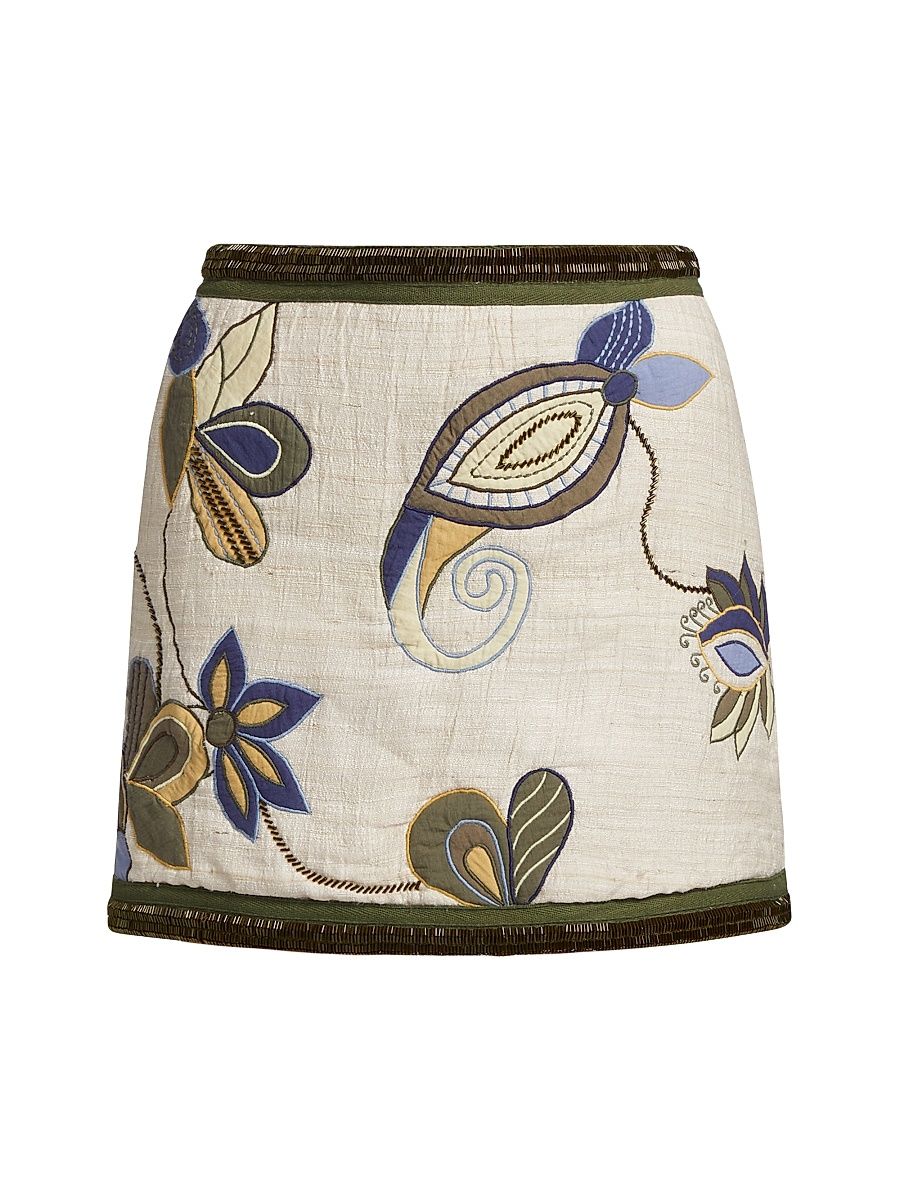 Women's Inga Embroidered Miniskirt - Oyster - Size 8