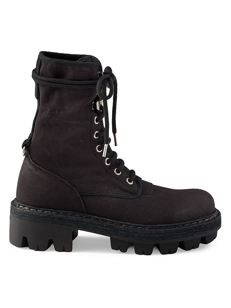 Women's Canvas Lace-Up Ankle Boots - Black - Size 11