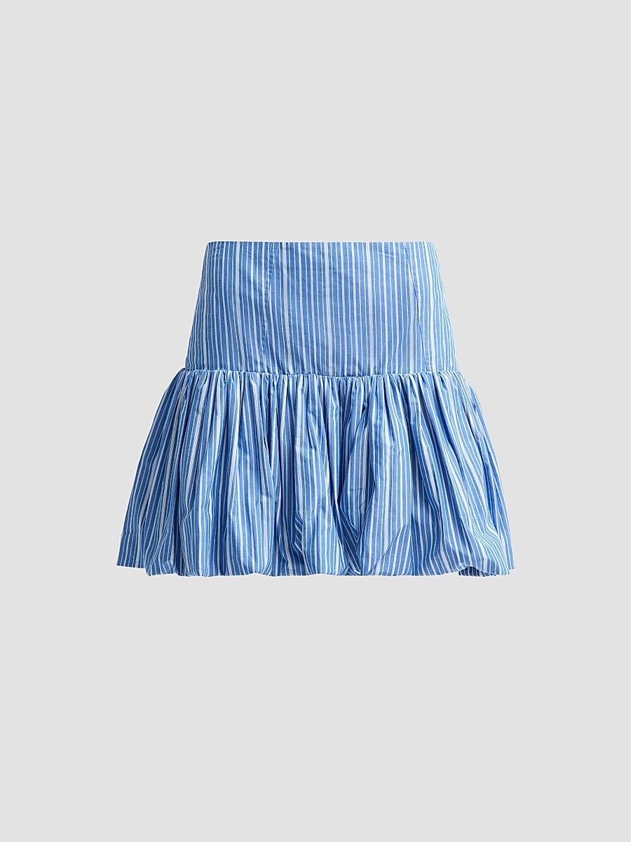 Women's Striped Cotton Mini Skirt - Nouvean Navy - Size 14