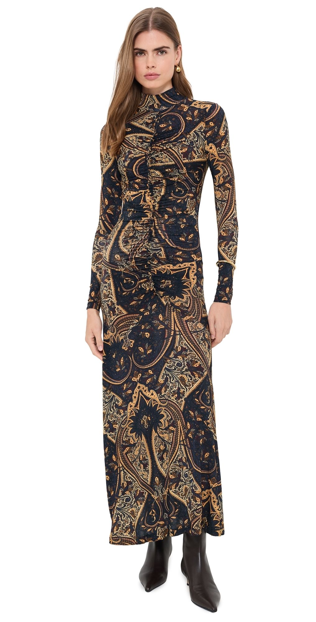 Ulla Johnson Ida Long Sleeve Jersey Dress Twilight Paisley XL