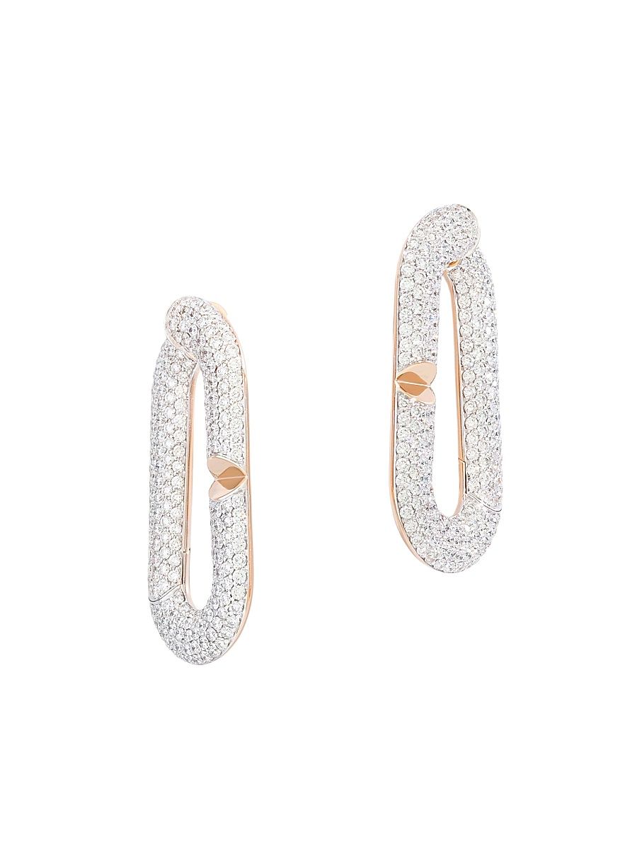 Women's Mon Jeu 18K Rose Gold & 4.90 TCW Diamond Oval Hoop Earrings - Rose Gold