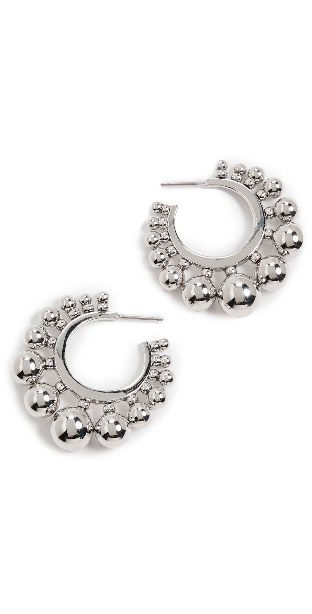 Elsie Frieda Small Graduated Ball Hoops Silver One Size