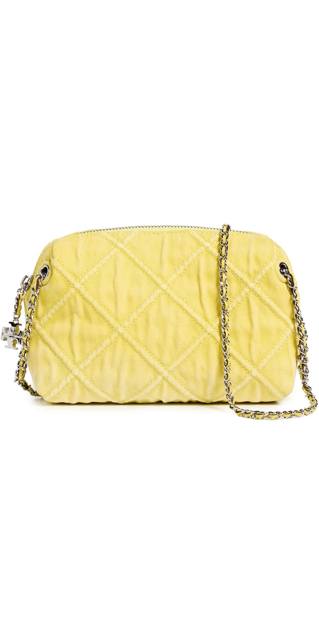 Tory Burch Fleming Denim Soft Crossbody Bag Yellow One Size