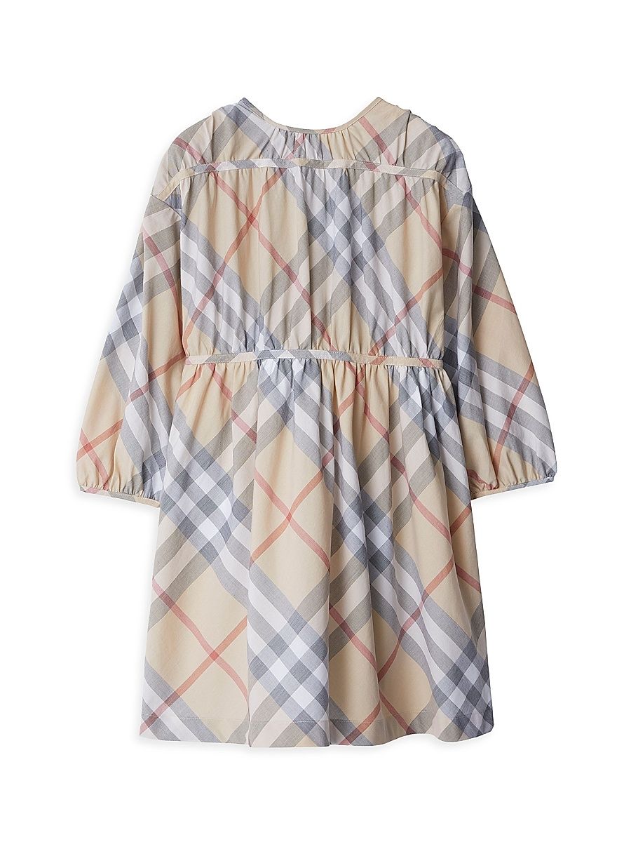 Little Girl's & Girl's Check Cotton Dress - Pale Stone Check - Size 8