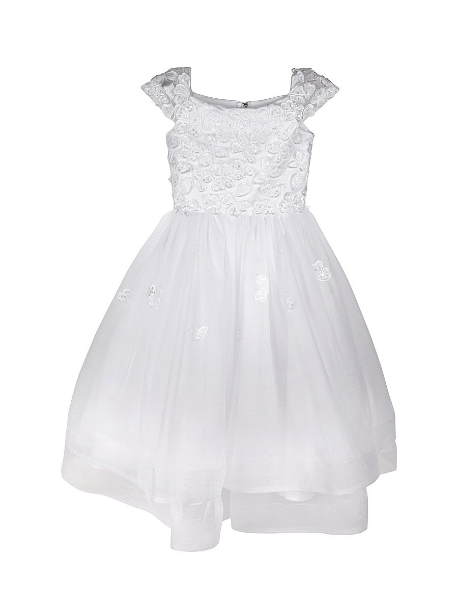Girl's Organza Cap-Sleeve Dress - White Ivory - Size 5