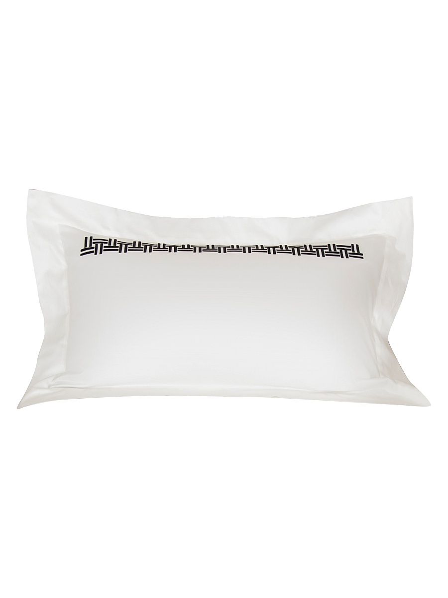 Basketweave Embroidery 295 Thread Count Sham - Milk Black - Size European