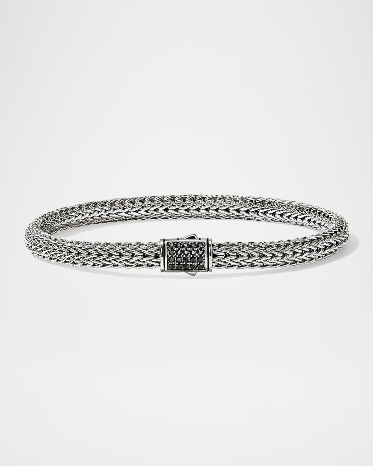 Men & apos;s Icon Sterling Silver Chain Bracelet with Black Sapphire Clasp