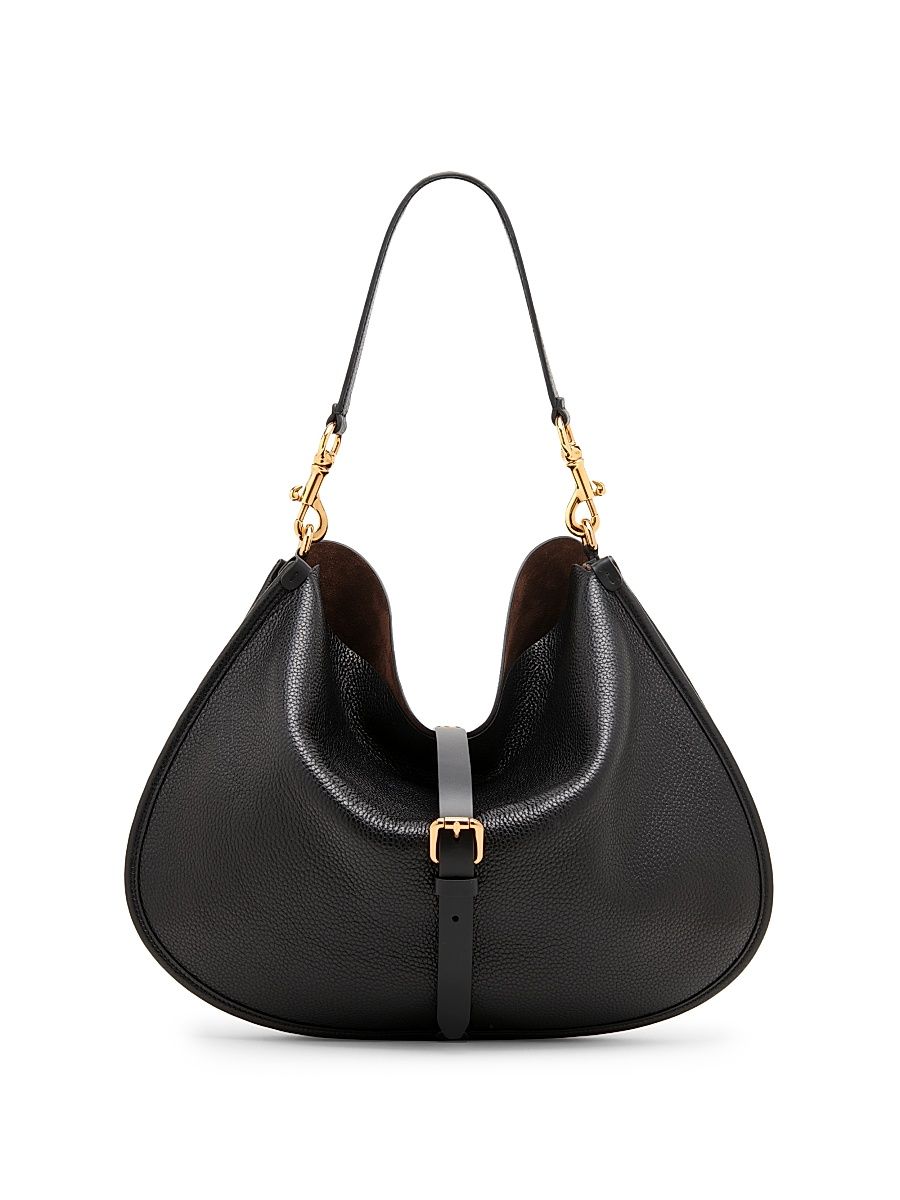 Women's XL Pony Tumbled Leather Crossbody Bag - Nero