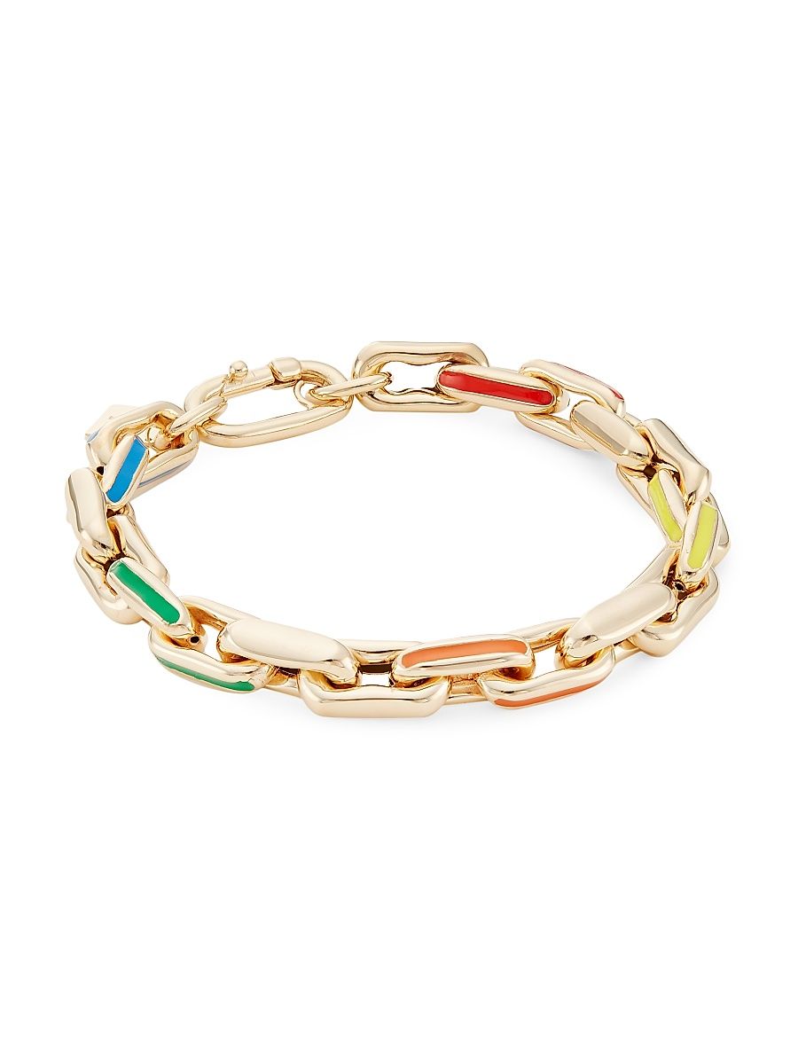 Women's 14K Yellow Gold & Enamel Small Chain Bracelet