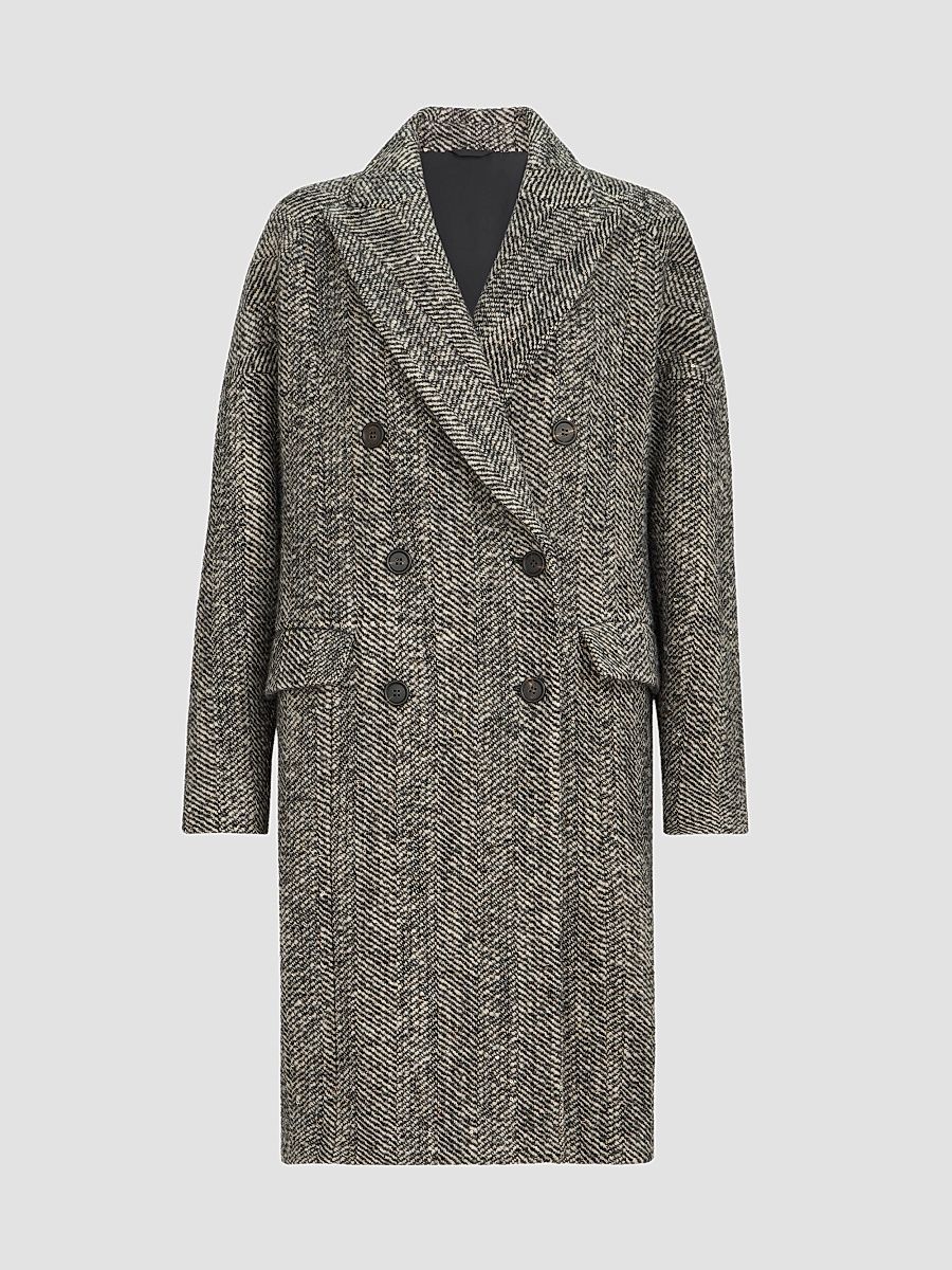Women's Dazzling Virgin Wool and Alpaca Chevron Coat - Panama - Size 4