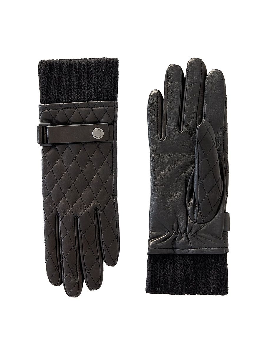 Mackage Women's Fia-Q Quilted Leather Driving Gloves - Black - Size Large