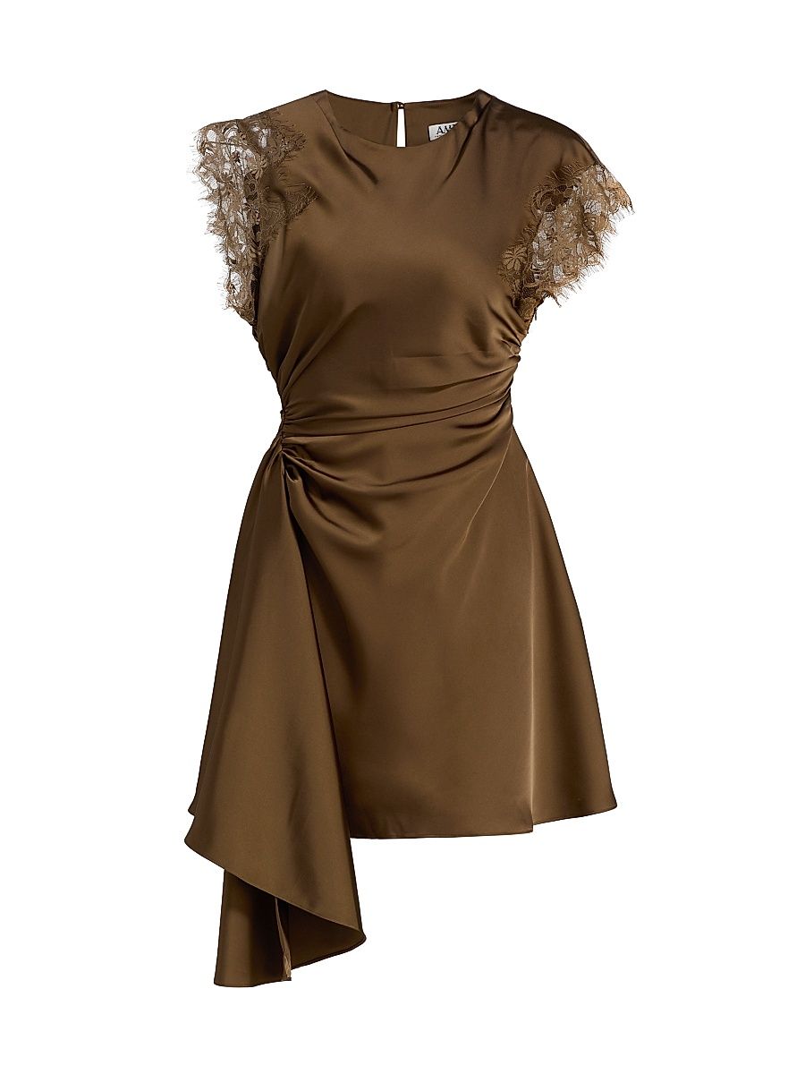 Women's Zina Lace-Trimmed Minidress - Mosswood - Size 14