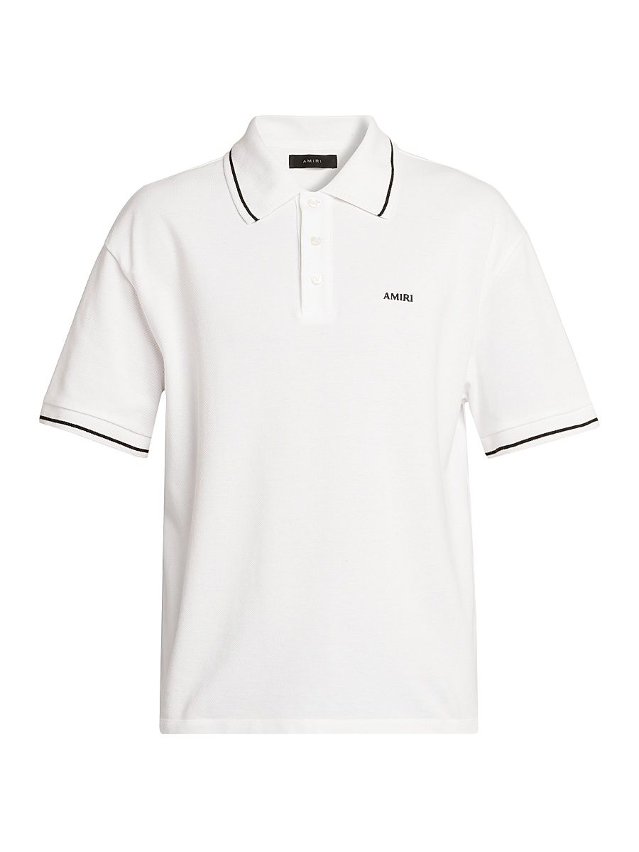 Men's Logo Cotton Polo Shirt - White - Size Small