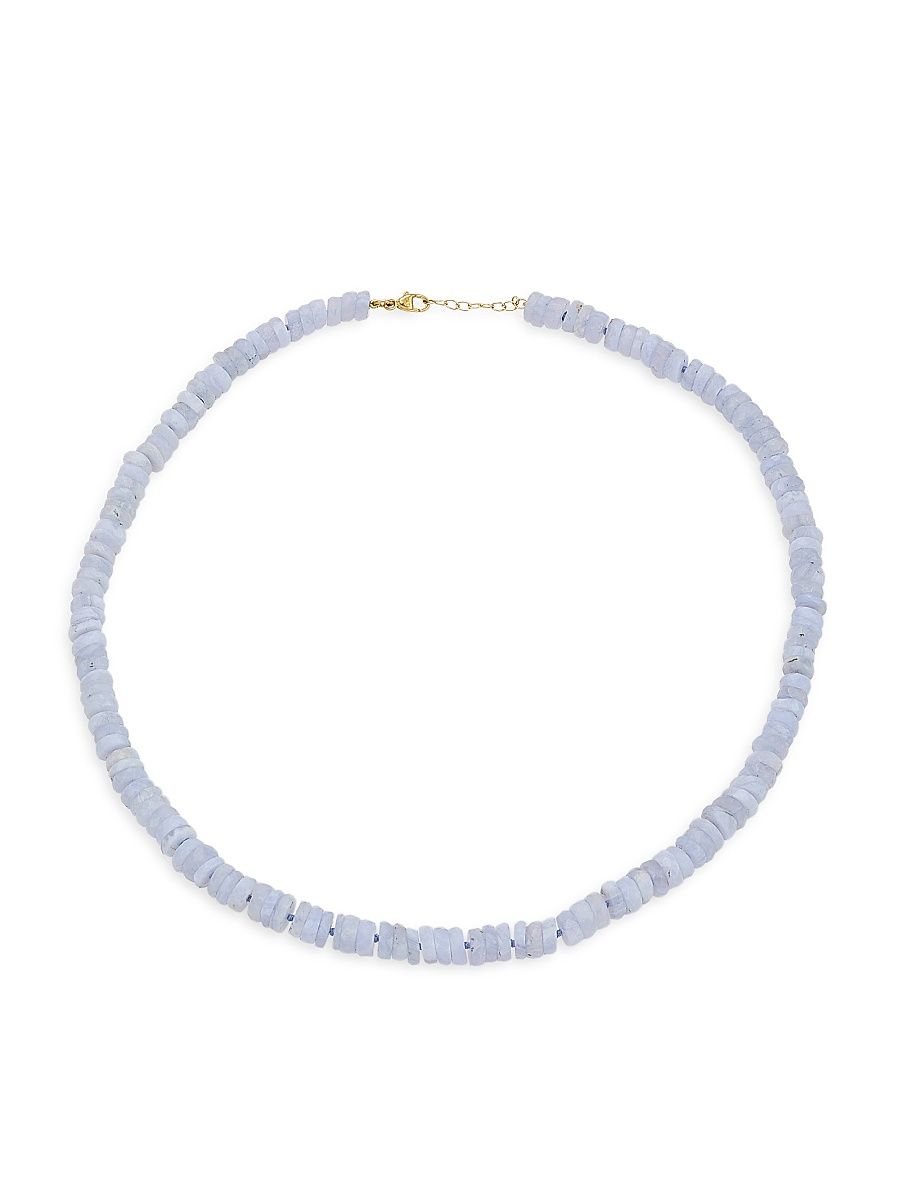 Women's 14K Yellow Gold & Blue Lace Agate Beaded Necklace - Blue
