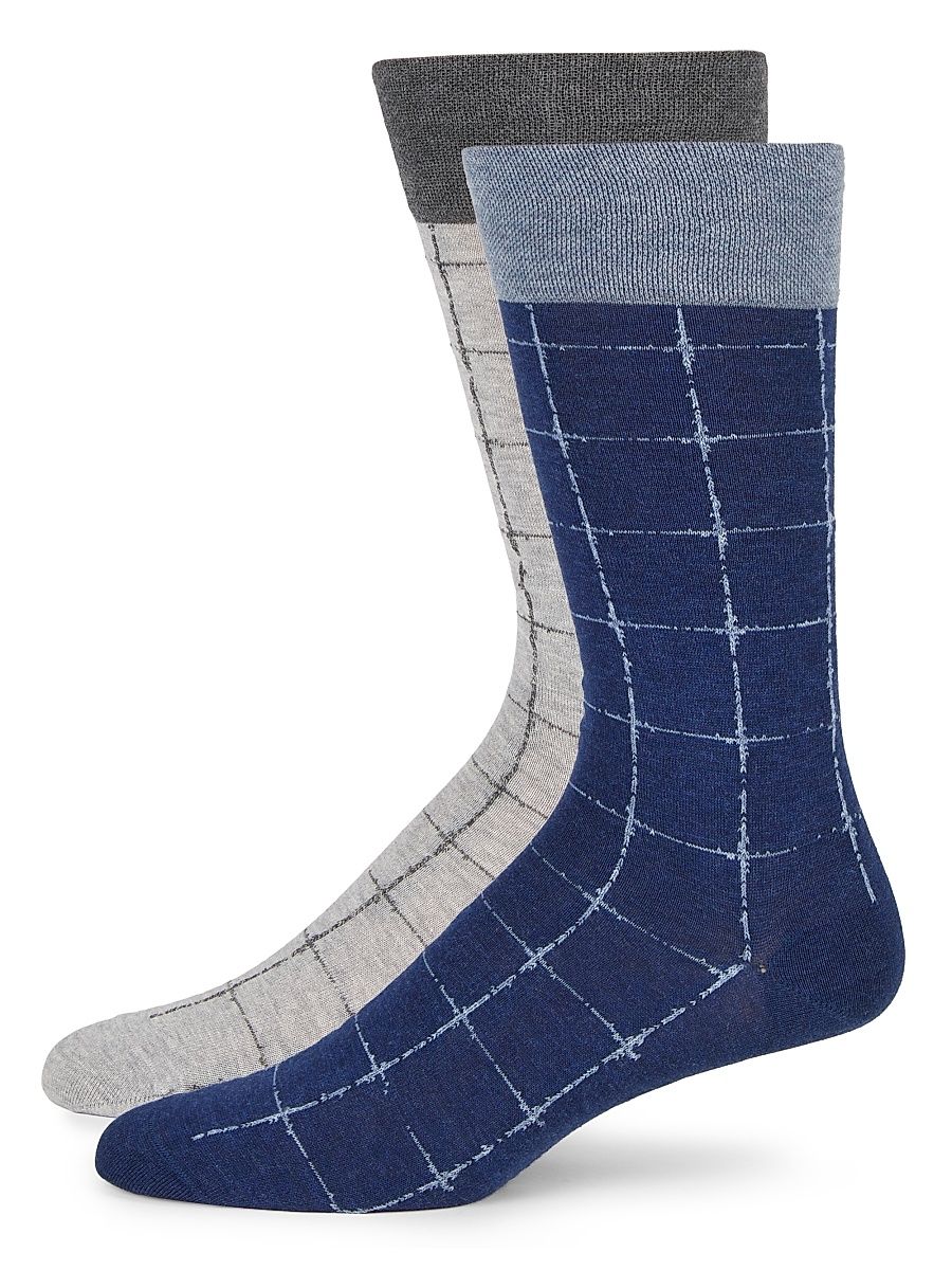 Men's Grid Classic Socks Set, 2-Pack - Mix