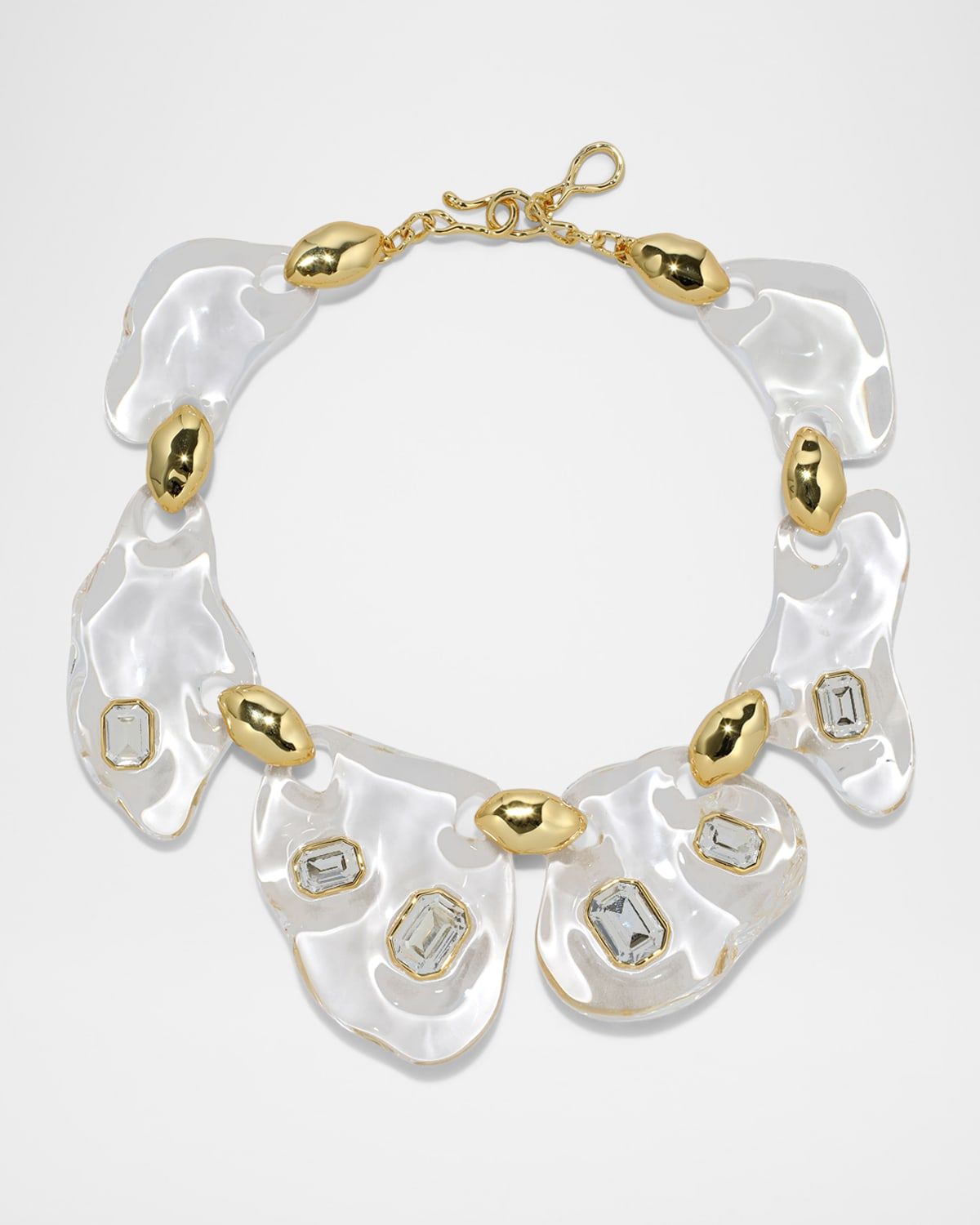 Liquid Lucite Crystal Pebble Necklace, Clear