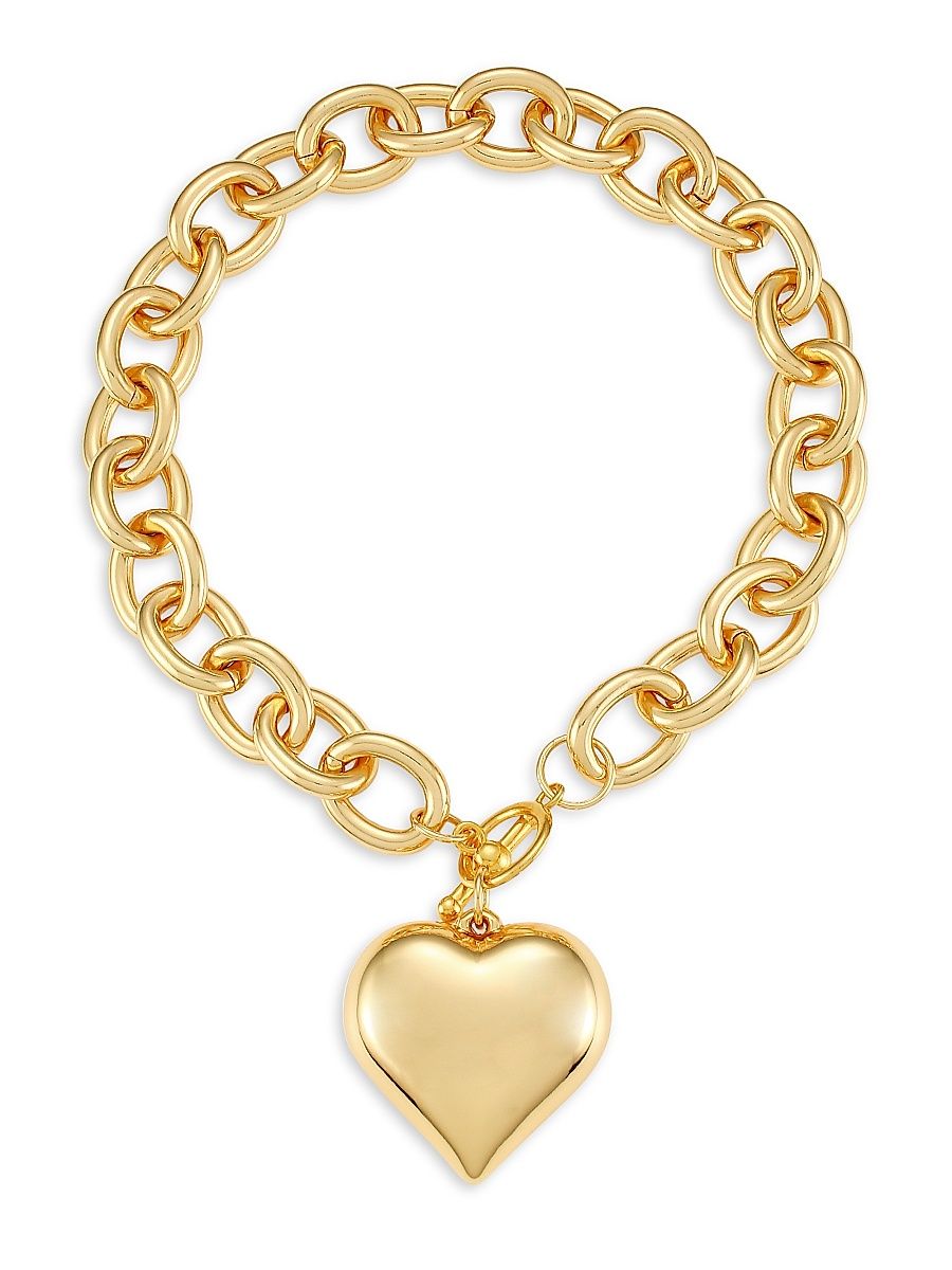 Women's 22K Goldplated Heart Pendant Collar Necklace - Gold