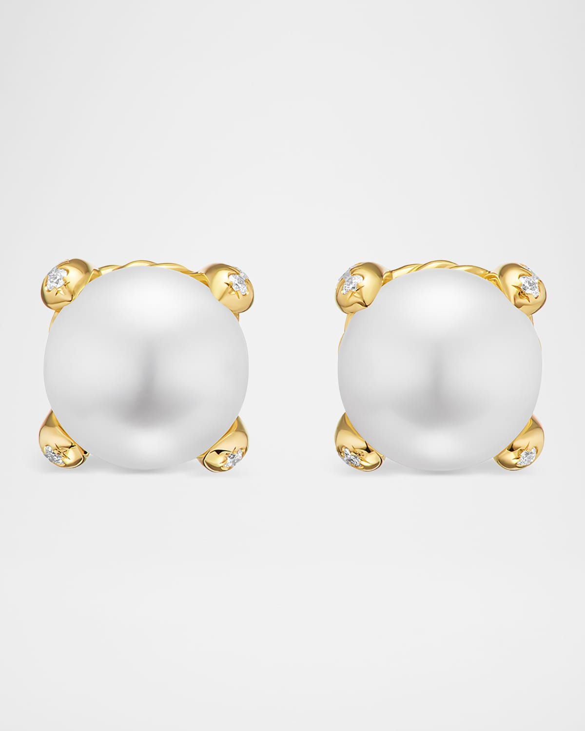 Pearl Classics Stud Earrings with Diamonds in 18K Gold, 6.6mm