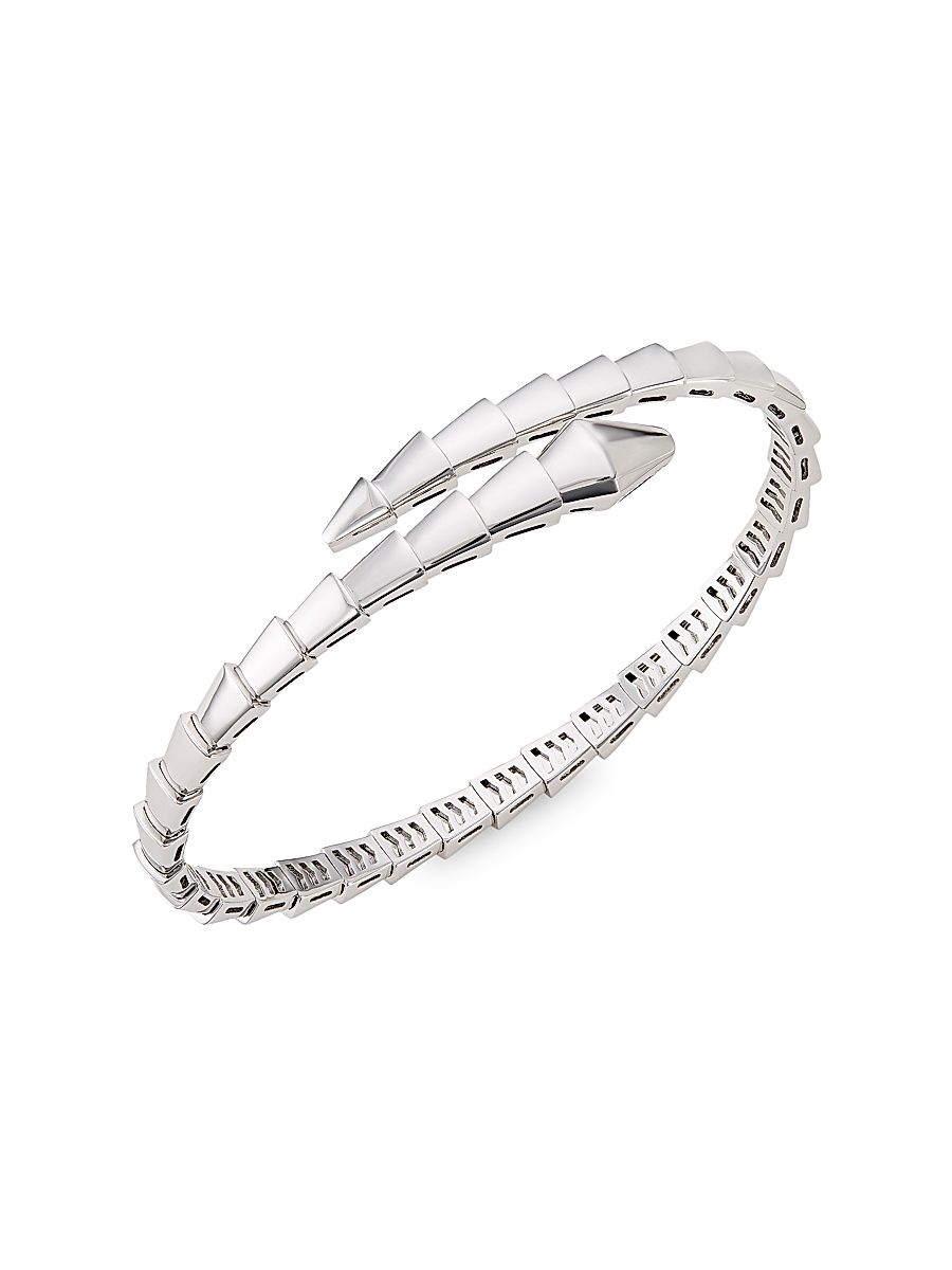 Serpenti Viper 18K White Gold Wrap Bracelet - White Gold - Size Medium