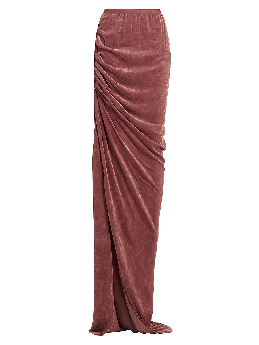 Women's Edfu Velvet Drawstring Maxi Skirt - Rose Wood - Size 8