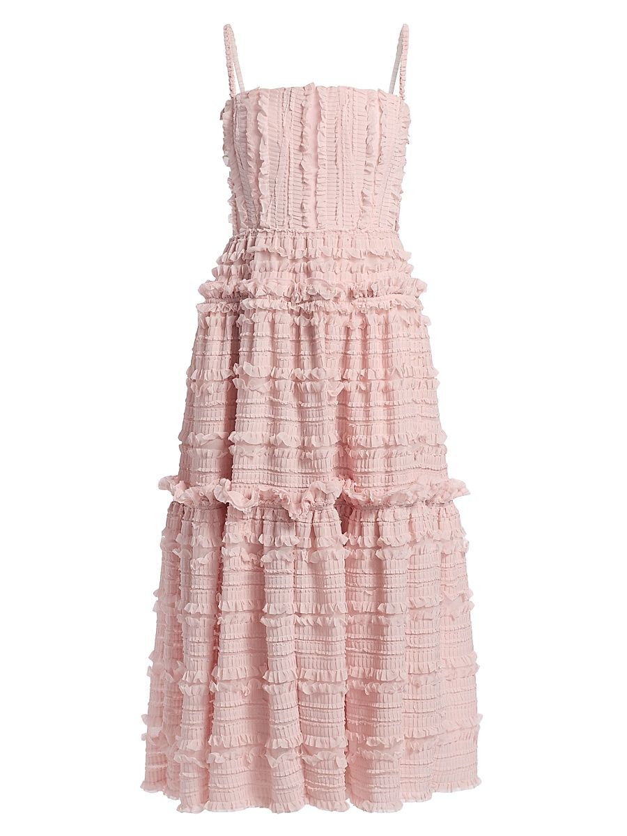Women's Skye Frilled Midi-Dress - Blush - Size 12