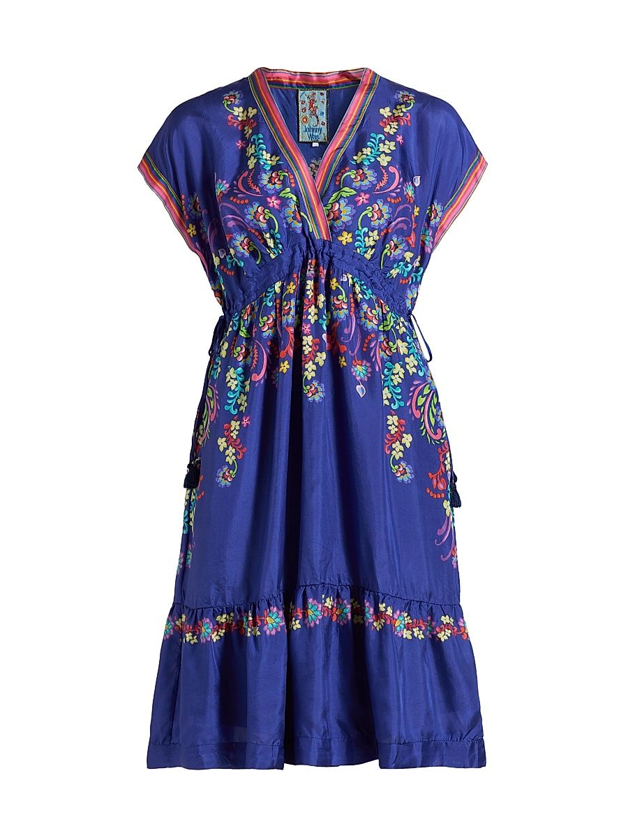 Women's Ellis Floral Silk Midi-Dress - Theresa - Size Medium