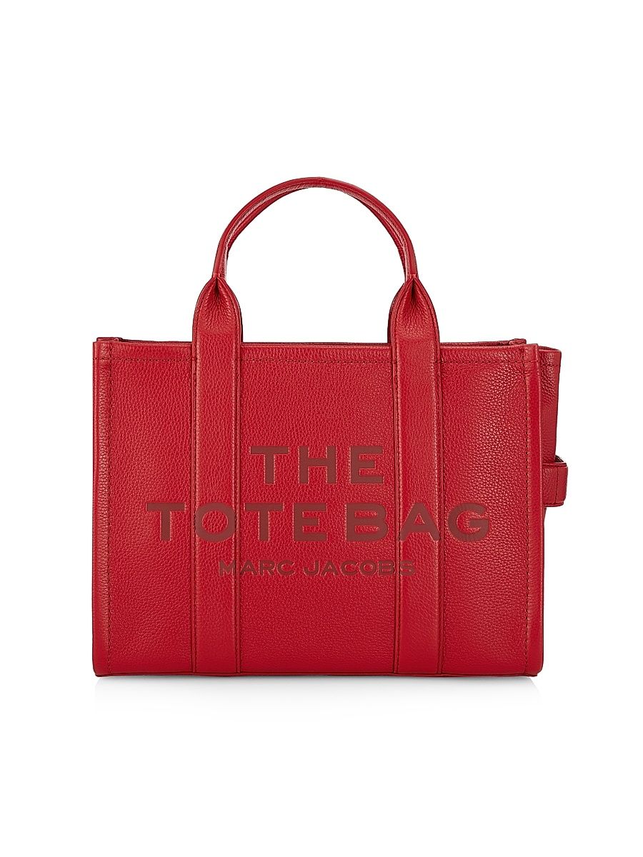 Women's Medium Leather Tote Bag - True Red