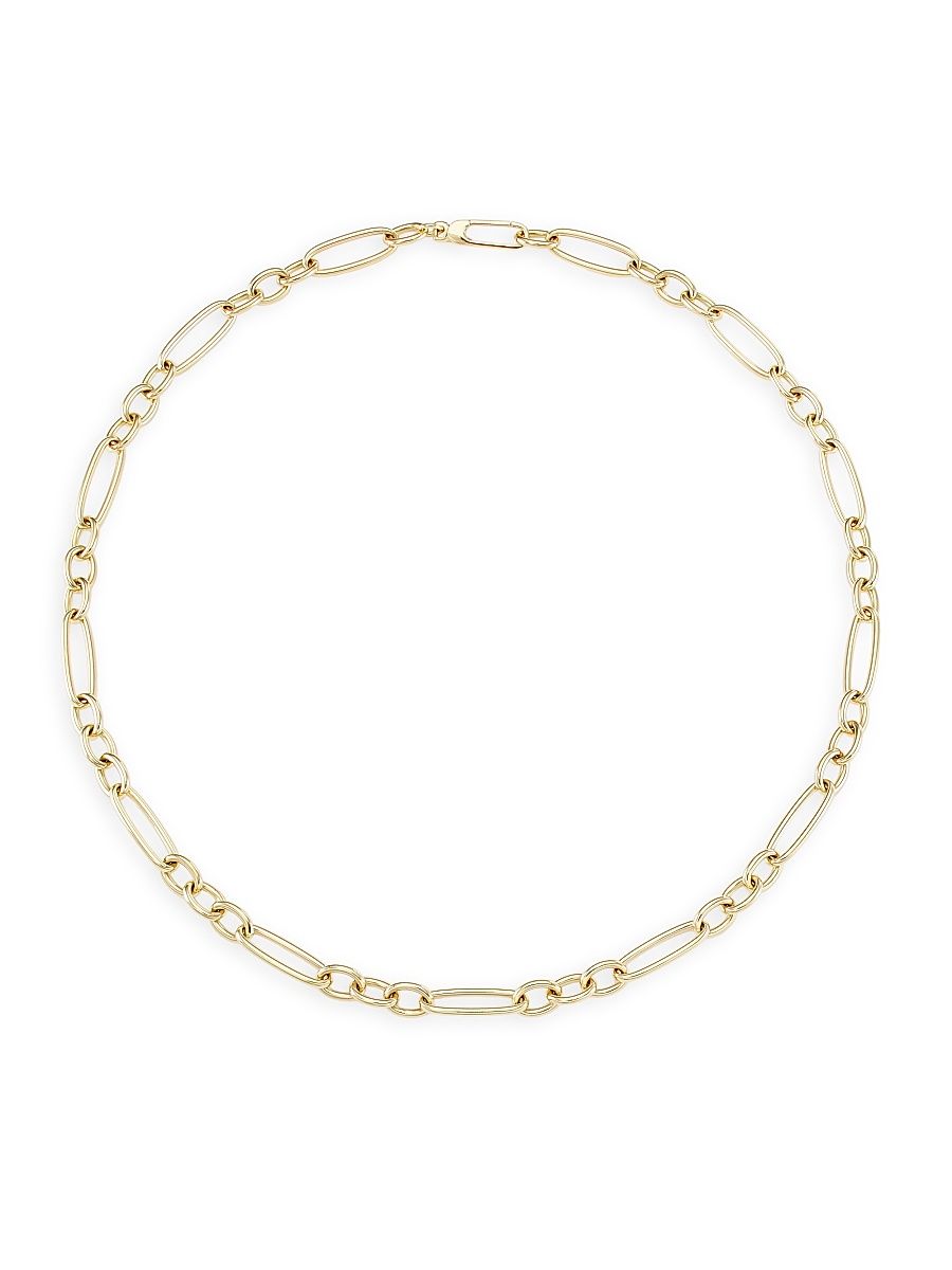 Women's 18K Yellow Gold Mixed Paper Clip Chain Necklace - Yellow Gold - Size 18