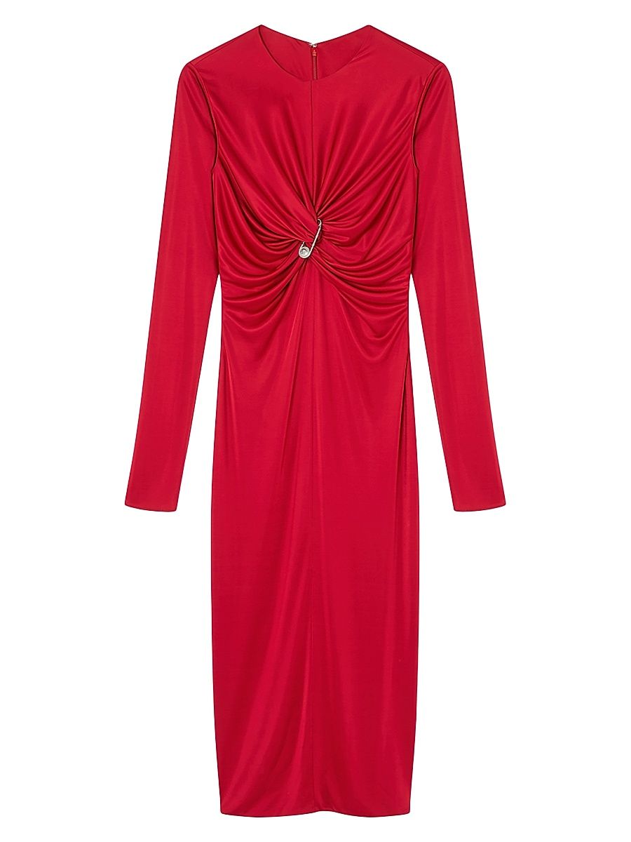Women's Viscose Liquid Jersey Midi-Dress - Lipstick Red - Size 4