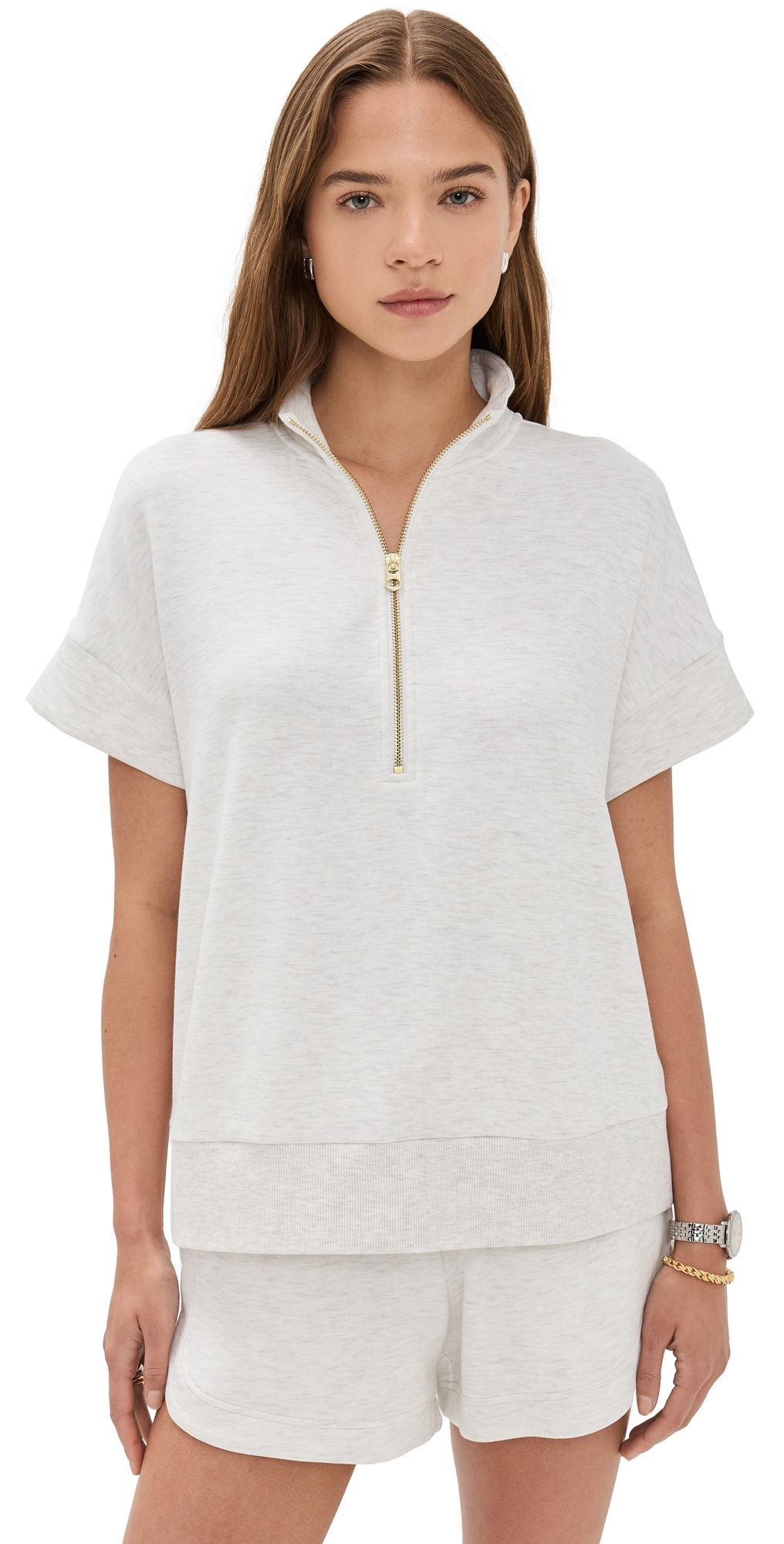 Varley Ritchie Short Sleeve Sweatshirt Ivory Marl XS