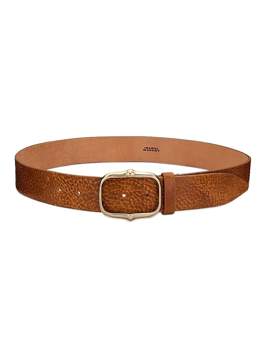 Isabel Marant Women's Holis Pebbled Leather Belt - Amber - Size Medium