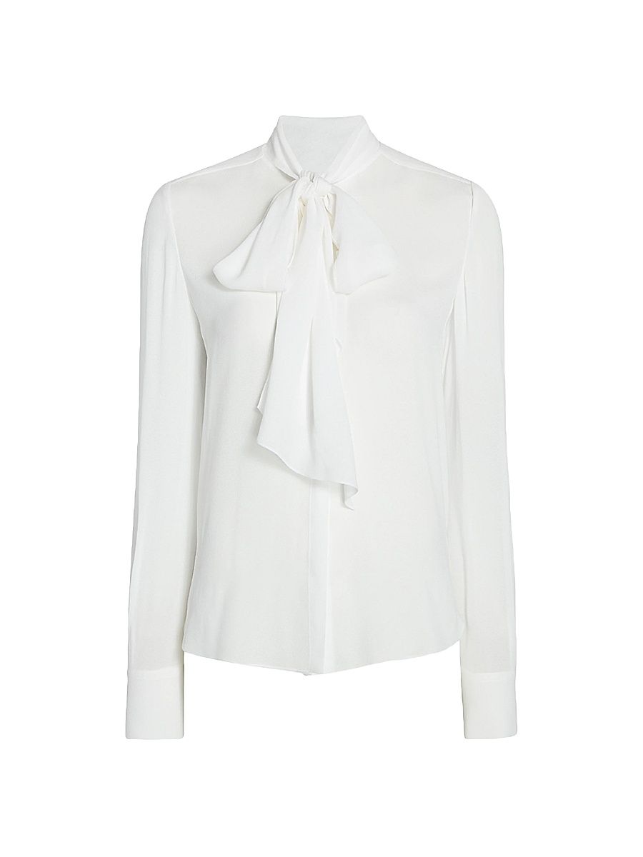 Women's Bow Blouse - White - Size 10