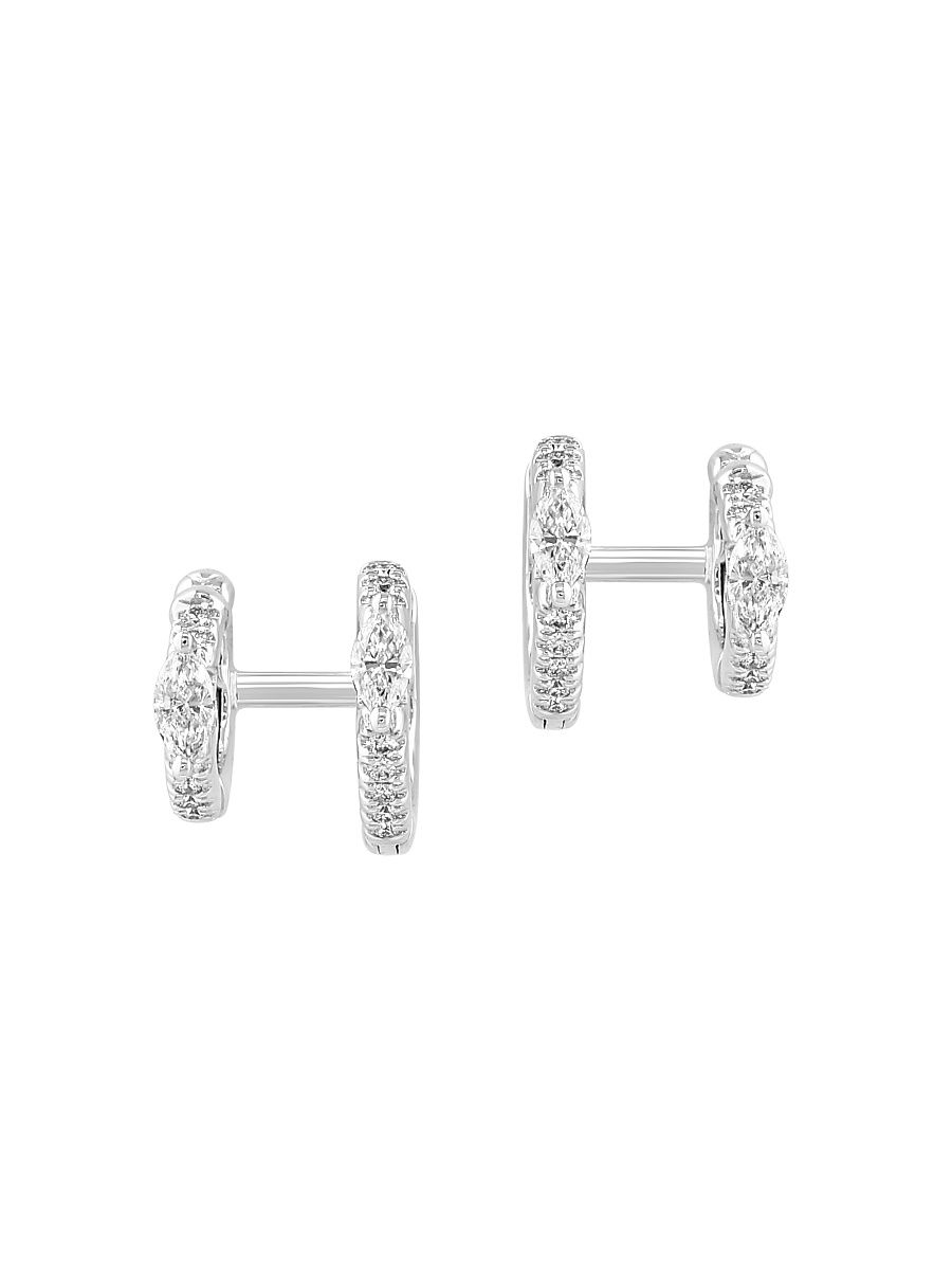 Women's 14K White Gold & 0.65 TCW Lab-Grown Diamond Huggie Earrings - White Gold