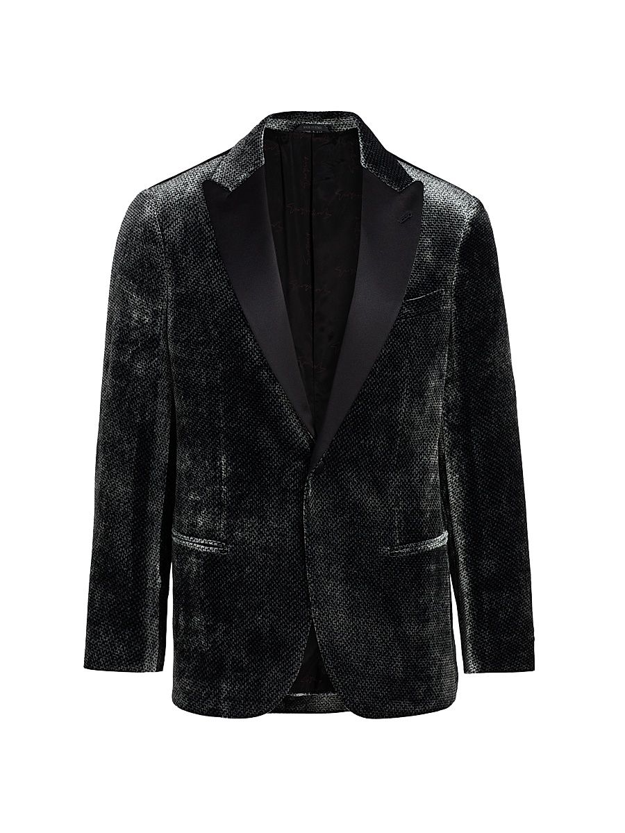 Men's Textured Velvet Dinner Jacket - Black Beauty - Size 42