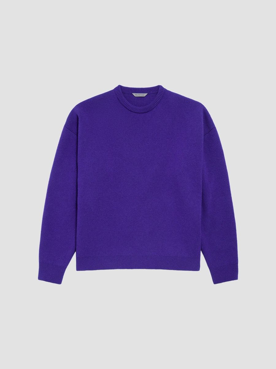 Balenciaga Men's Knitted City Crewneck Sweater - Purple - Size Small