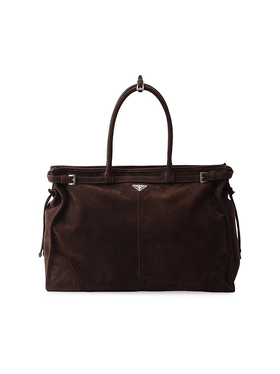 Men's Suede Tote Bag - Brown