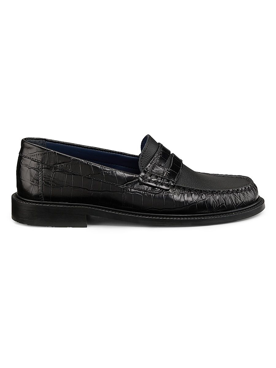 Men's J. Press x Vinny's Yardee Embossed Leather Loafers - Black - Size 9