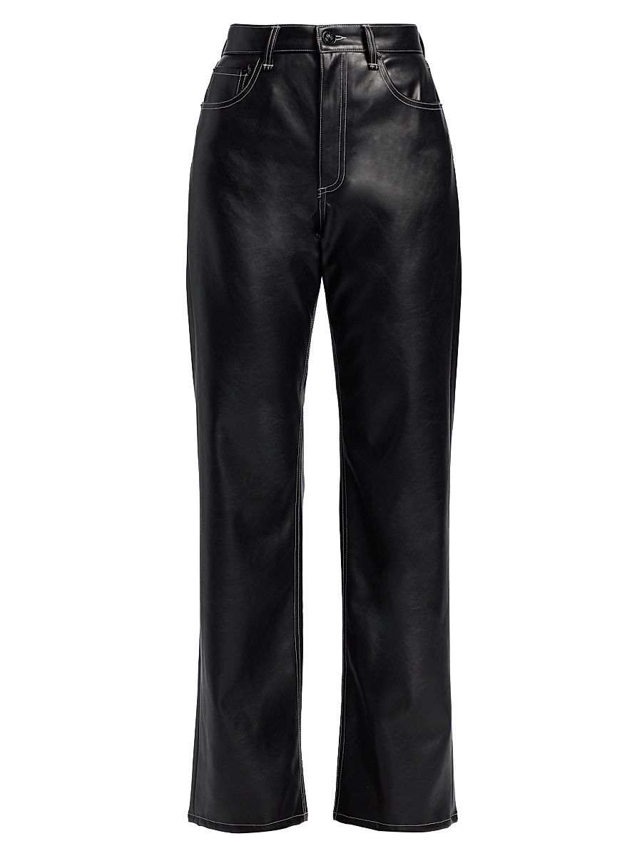 Women's Shea Faux Leather Straight-Leg Pants - Black - Size 34