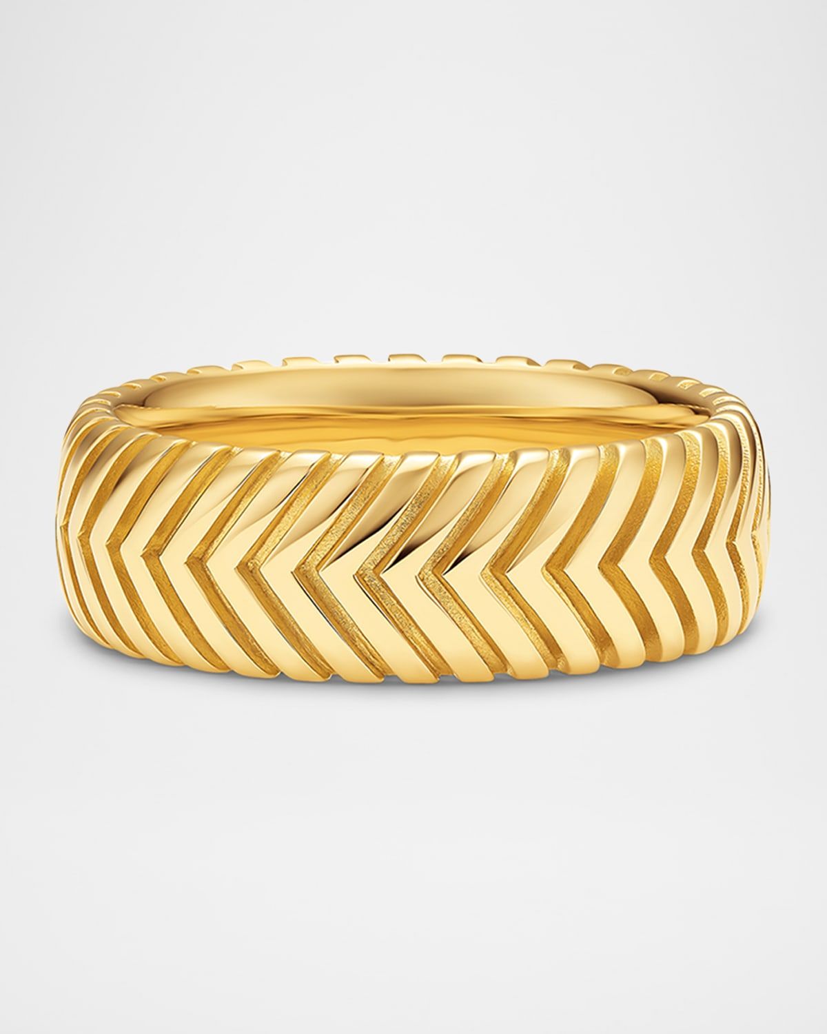 Men & apos;s Chevron Band Ring in 18K Gold, 8mm