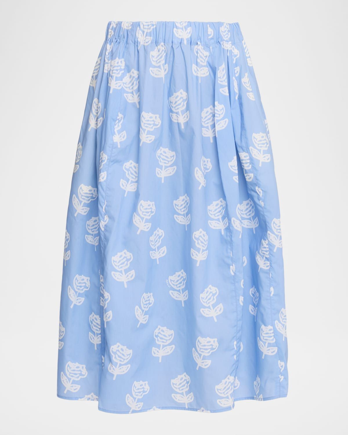 Floral Cotton Midi Skirt